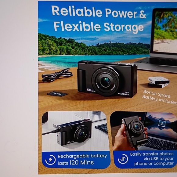 True 5K Digital Camera Photography, Autofocus 80MP 18X Digital Zoom 3" Screen - Picture 8 of 16